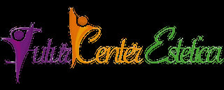 Futura Center Estetica logo with purple, orange, and green stylized text and figures on black background